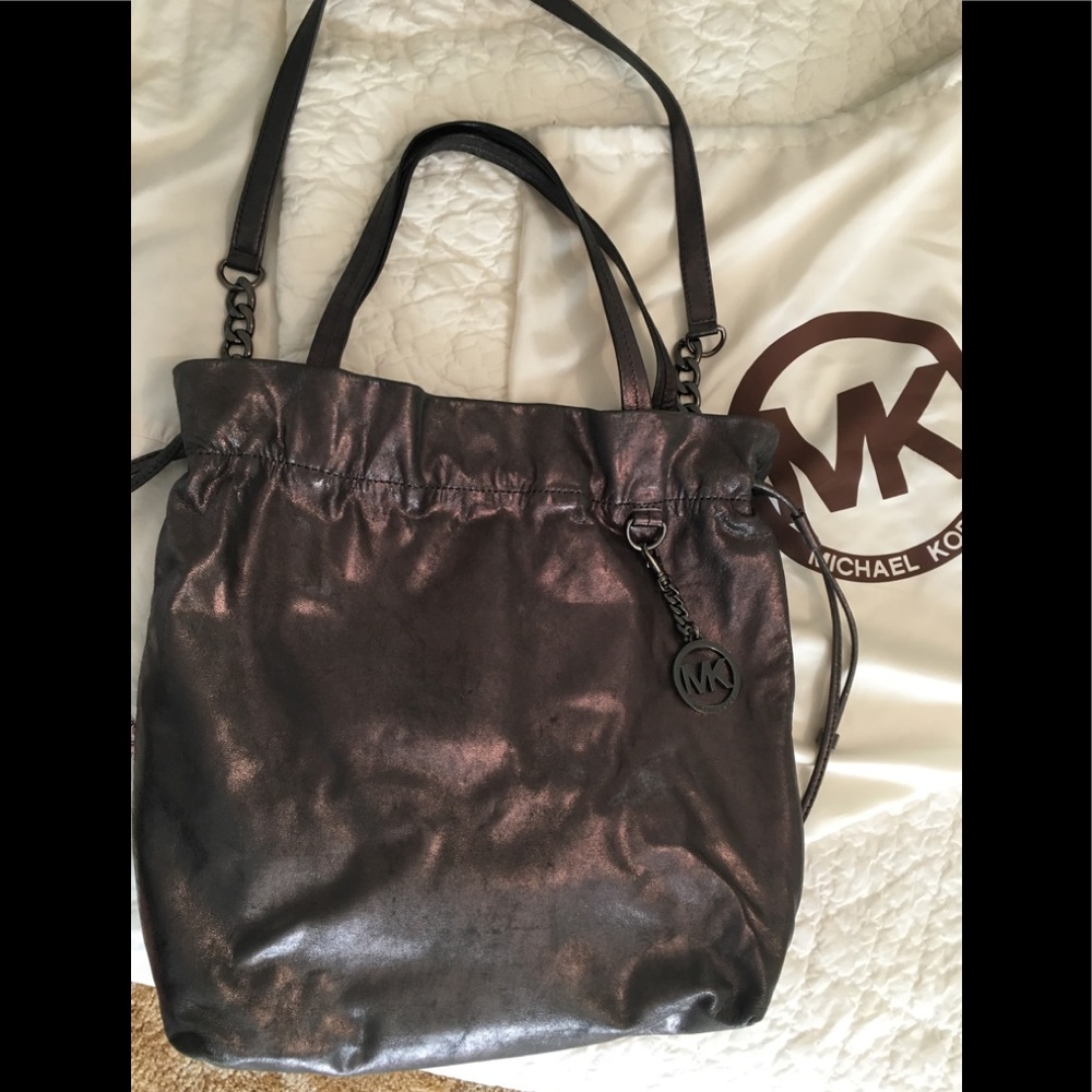 Michael Kors Pewter Leather Hobo Bag